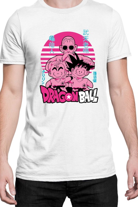 Férfi póló Japan Manga Anime Comics Animation Tralala DBZ Krilin Roshi Goku, Fehér