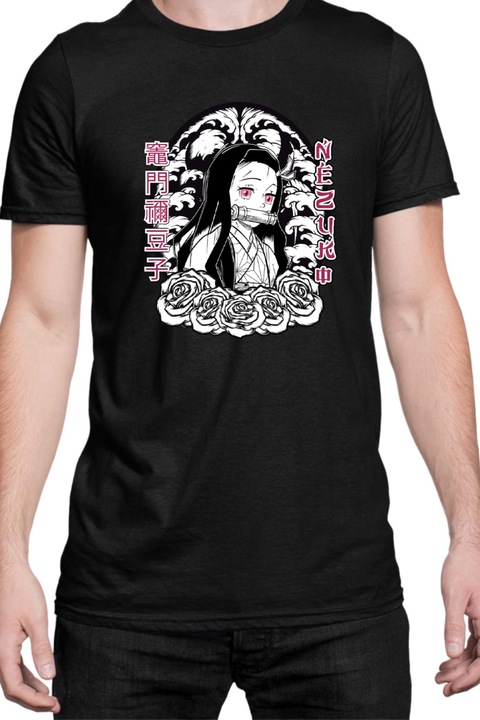 Férfi póló Japan Manga Anime Comics Animation Tralala Demon Slayer Cute Nezuko, Fekete