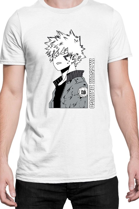 Férfi póló Japan Manga Anime Comics Animation Tralala My Hero Academia Katsuki Bakugo, Fehér