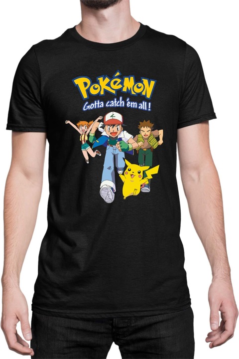 Férfi póló Japan Manga Anime Comics Tralala Pokemon 01, Fekete