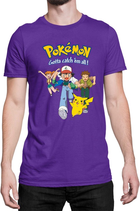 Férfi póló Japan Manga Anime Comics Tralala Pokemon 01, Mályvaszín