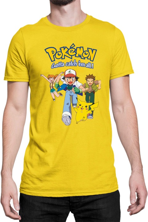 Férfi póló Japan Manga Anime Comics Tralala Pokemon 01, Sárga