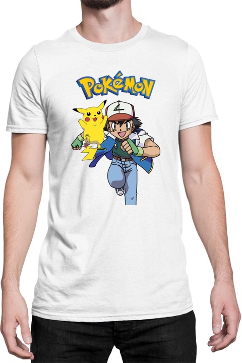 Férfi póló Japan Manga Anime Comics Tralala Pokemon 02, Fehér