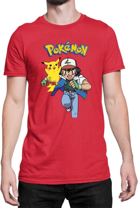 Férfi póló Japan Manga Anime Comics Tralala Pokemon 02, Piros