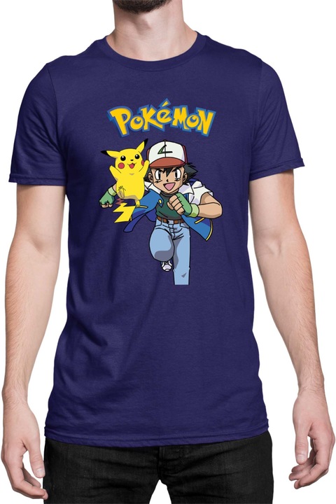 Férfi póló Japan Manga Anime Comics Tralala Pokemon 02, Tengerészkék