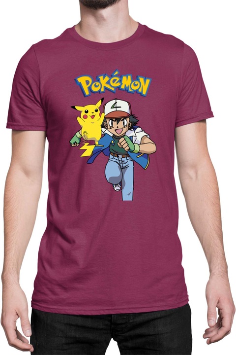 Férfi póló Japan Manga Anime Comics Tralala Pokemon 02, Bordó