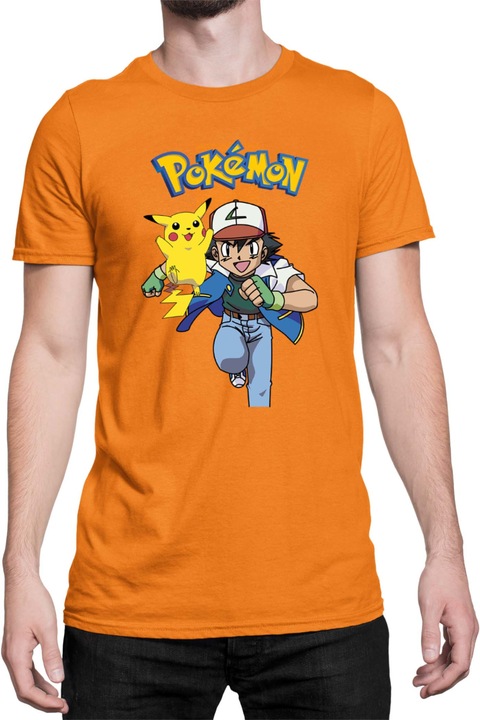 Férfi póló Japan Manga Anime Comics Tralala Pokemon 02, Narancssárga