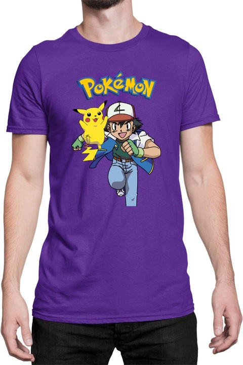 Férfi póló Japan Manga Anime Comics Tralala Pokemon 02, Mályvaszín