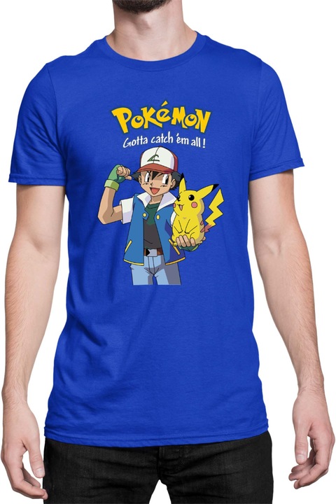 Férfi póló Japan Manga Anime Comics Tralala Pokemon 03, Kék