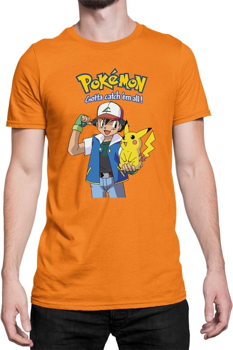 Férfi póló Japan Manga Anime Comics Tralala Pokemon 03, Narancssárga