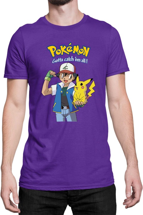 Férfi póló Japan Manga Anime Comics Tralala Pokemon 03, Mályvaszín