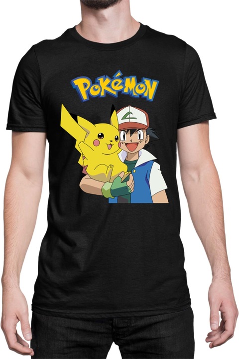 Férfi póló Japan Manga Anime Comics Tralala Pokemon 04, Fekete