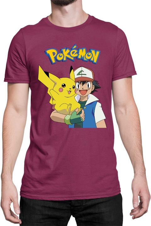 Férfi póló Japan Manga Anime Comics Tralala Pokemon 04, Bordó