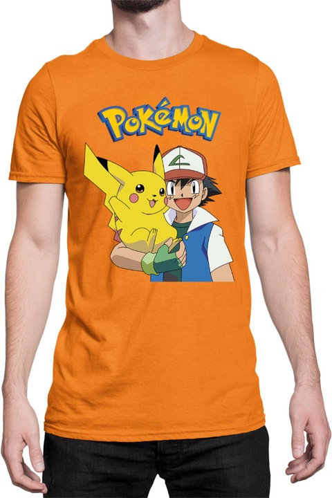 Férfi póló Japan Manga Anime Comics Tralala Pokemon 04, Narancssárga