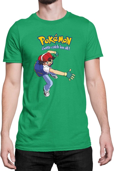 Férfi póló Japan Manga Anime Comics Tralala Pokemon 05, Zöld