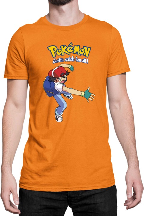 Férfi póló Japan Manga Anime Comics Tralala Pokemon 05, Narancssárga