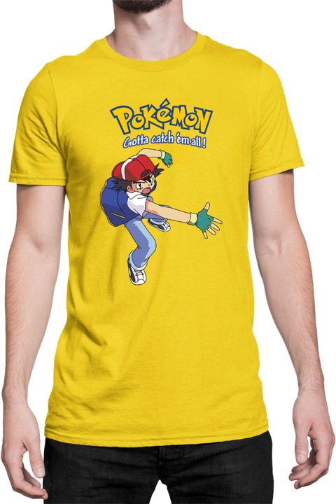 Férfi póló Japan Manga Anime Comics Tralala Pokemon 05, Sárga