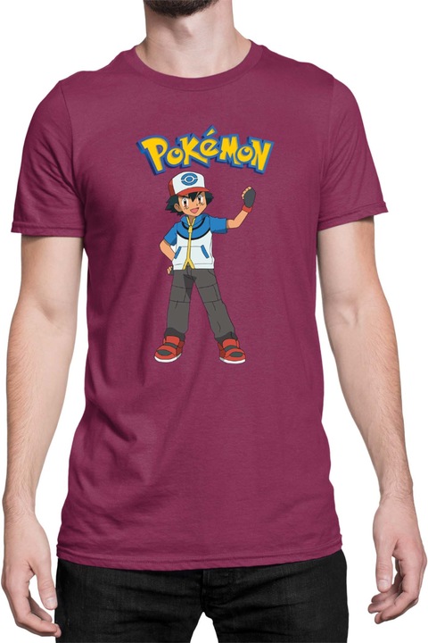 Férfi póló Japan Manga Anime Comics Tralala Pokemon 06, Bordó