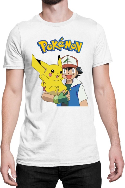 Férfi póló Japan Manga Anime Comics Tralala Pokemon 04, Fehér