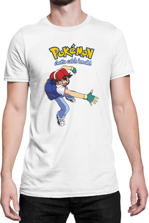 Férfi póló Japan Manga Anime Comics Tralala Pokemon 05, Fehér