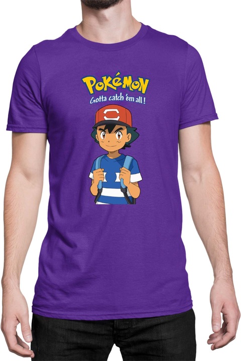 Férfi póló Japan Manga Anime Comics Tralala Pokemon 07, Mályvaszín