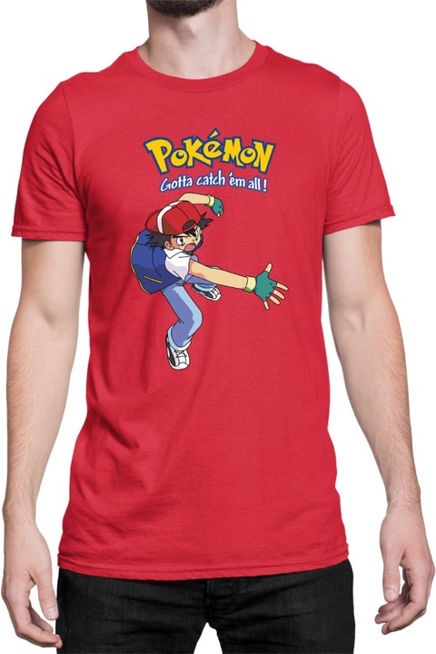 Férfi póló Japan Manga Anime Comics Tralala Pokemon 05, Piros