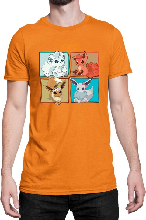 Férfi póló Japan Manga Anime Comics Tralala Pokemon 09, Narancssárga