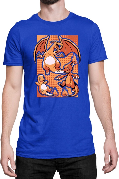 Férfi póló Japan Manga Anime Comics Tralala Pokemon Charizard 02, Kék
