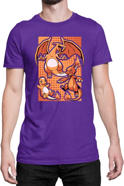 Férfi póló Japan Manga Anime Comics Tralala Pokemon Charizard 02, Mályvaszín