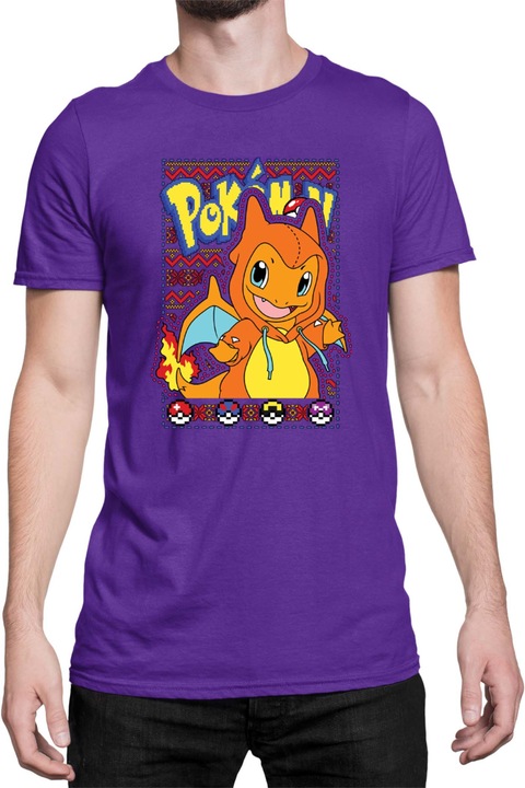 Férfi póló Japan Manga Anime Comics Tralala Pokemon Charmander 01, Mályvaszín
