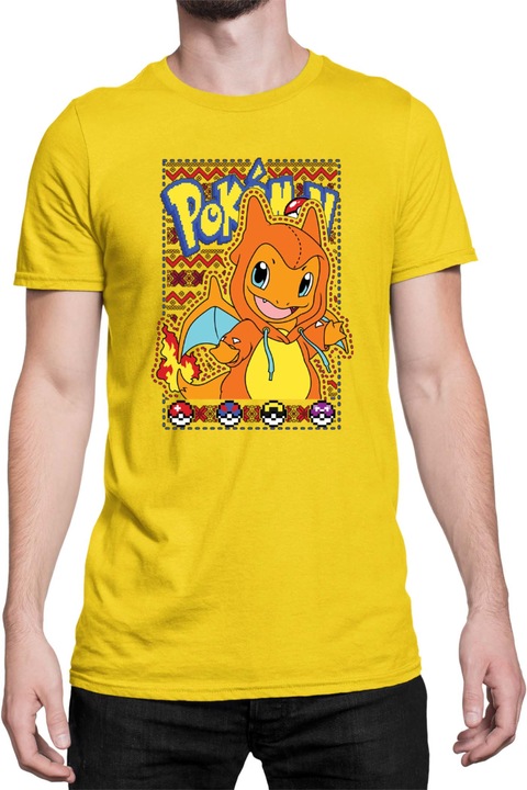 Férfi póló Japan Manga Anime Comics Tralala Pokemon Charmander 01, Sárga