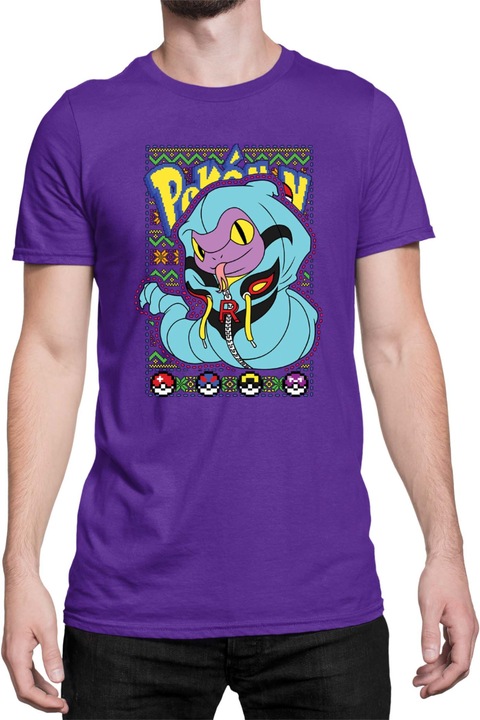 Férfi póló Japan Manga Anime Comics Tralala Pokemon Ekans 01, Mályvaszín