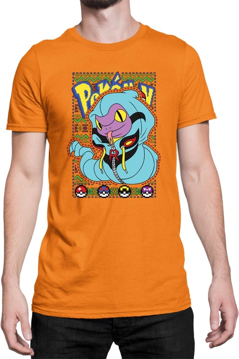 Férfi póló Japan Manga Anime Comics Tralala Pokemon Ekans 01, Narancssárga