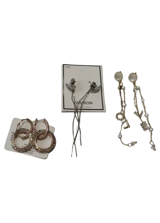 Set 3 perechi cercei, argint 925 hipoalergenic, cutie roz inclusa