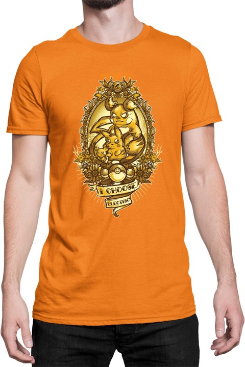 Férfi póló Japan Manga Anime Comics Tralala Pokemon I Choose Electric, Narancssárga