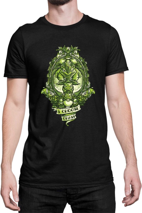 Férfi póló Japan Manga Anime Comics Tralala Pokemon I Choose Grass, Fekete