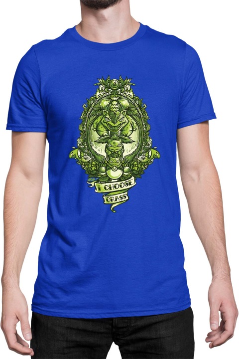 Férfi póló Japan Manga Anime Comics Tralala Pokemon I Choose Grass, Kék