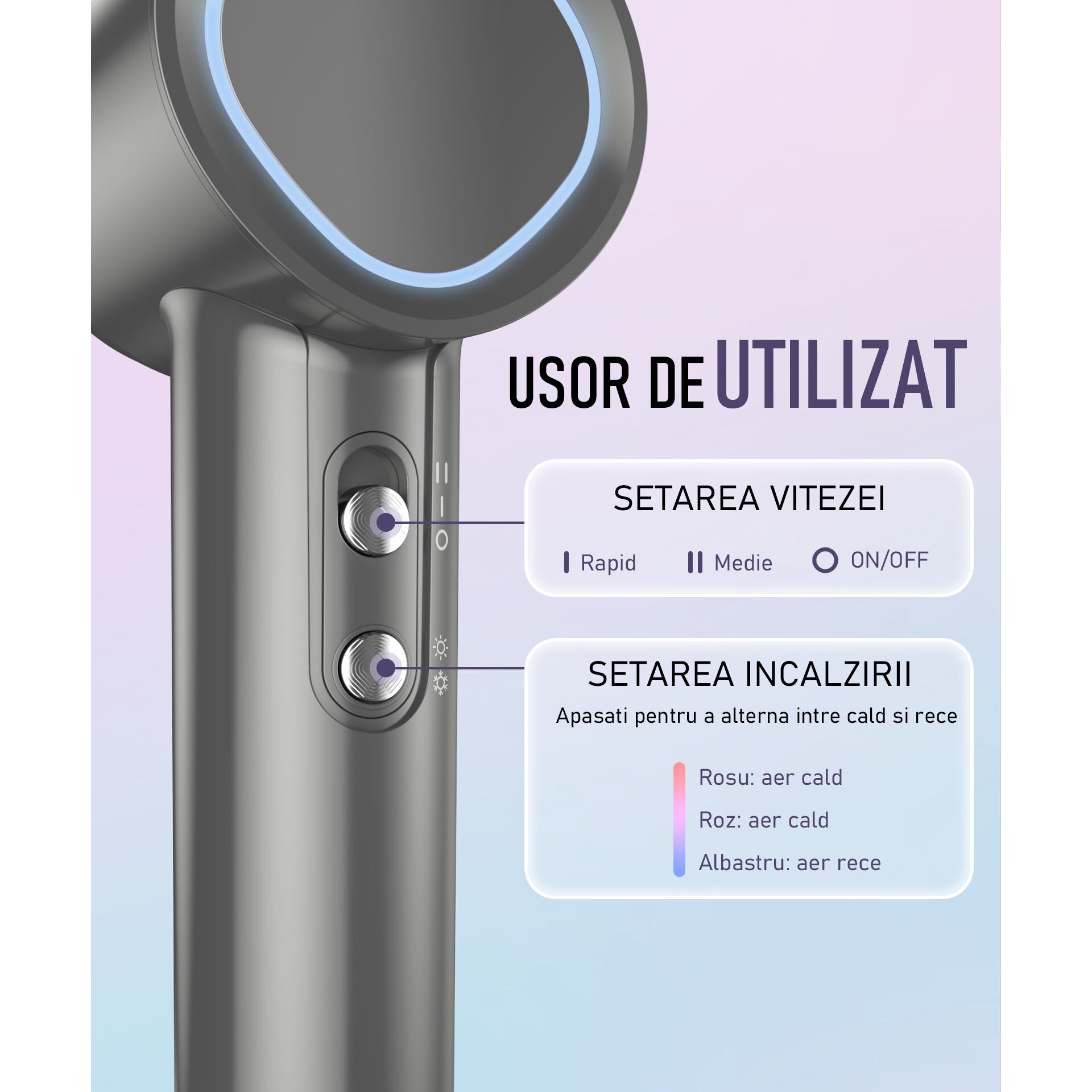 Redkid hajszárító, 1700 W, 3 hőmérséklet fokozat, negatív ion ...