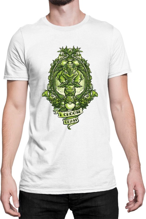 Férfi póló Japan Manga Anime Comics Tralala Pokemon I Choose Grass, Fehér