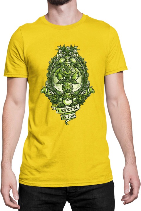 Férfi póló Japan Manga Anime Comics Tralala Pokemon I Choose Grass, Sárga