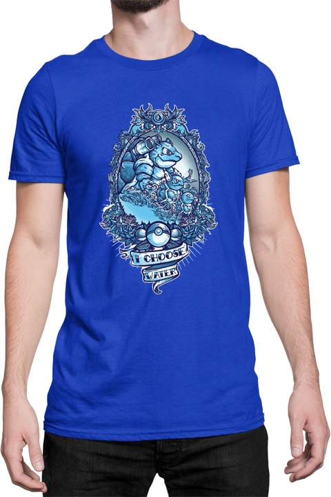 Férfi póló Japan Manga Anime Comics Tralala Pokemon I Choose Water, Kék