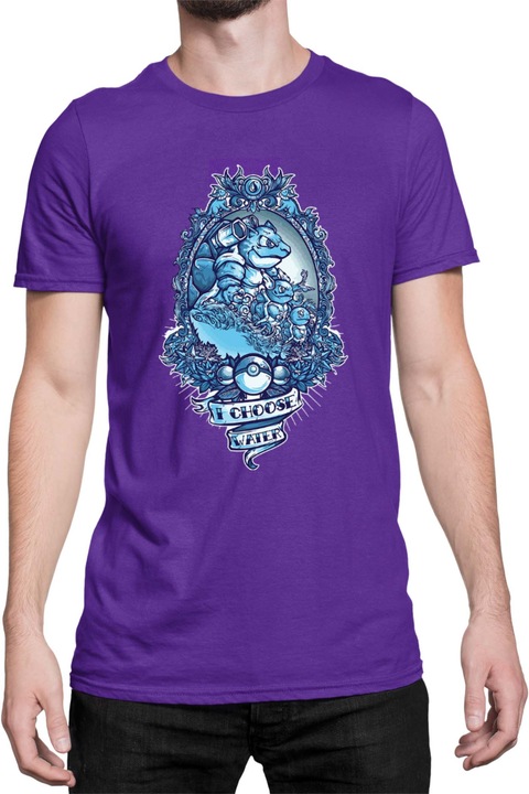 Férfi póló Japan Manga Anime Comics Tralala Pokemon I Choose Water, Mályvaszín