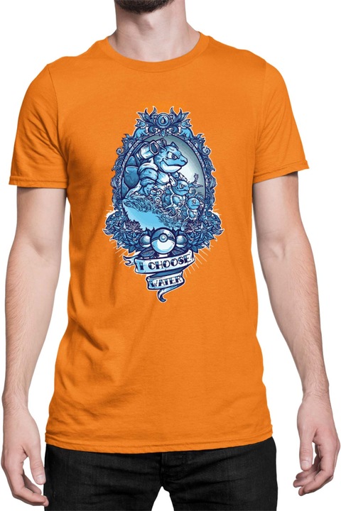 Férfi póló Japan Manga Anime Comics Tralala Pokemon I Choose Water, Narancssárga