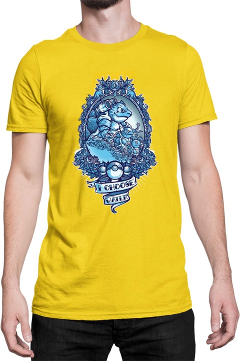 Férfi póló Japan Manga Anime Comics Tralala Pokemon I Choose Water, Sárga
