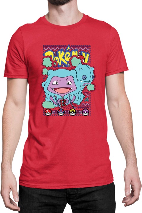 Férfi póló Japan Manga Anime Comics Tralala Pokemon Koffing 01, Piros
