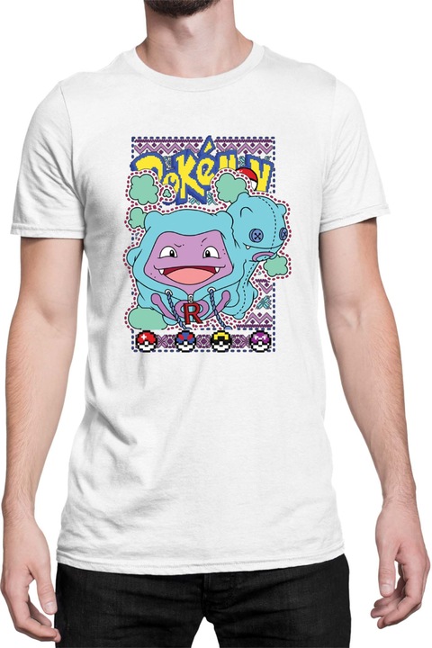 Férfi póló Japan Manga Anime Comics Tralala Pokemon Koffing 01, Fehér