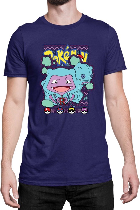 Férfi póló Japan Manga Anime Comics Tralala Pokemon Koffing 01, Tengerészkék