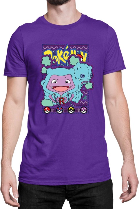 Férfi póló Japan Manga Anime Comics Tralala Pokemon Koffing 01, Mályvaszín
