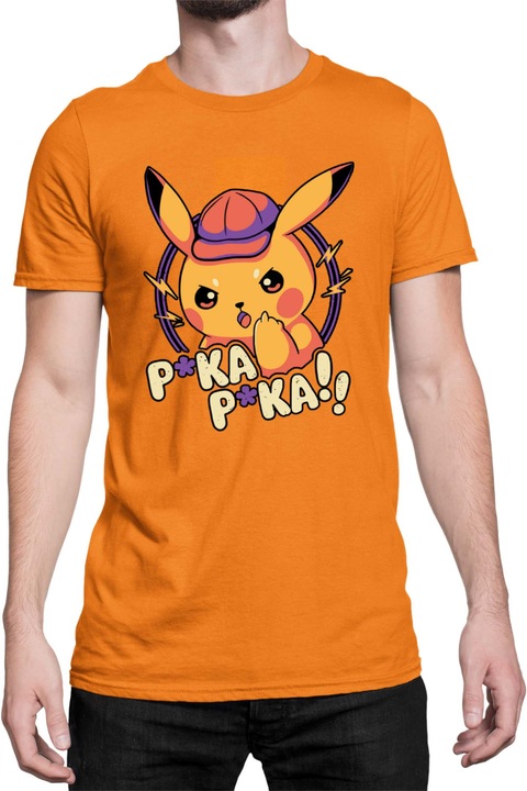 Férfi póló Japan Manga Anime Comics Tralala Pokemon Pika Pika, Narancssárga