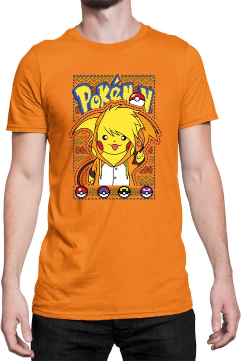 Férfi póló Japan Manga Anime Comics Tralala Pokemon Pikachu 03, Narancssárga